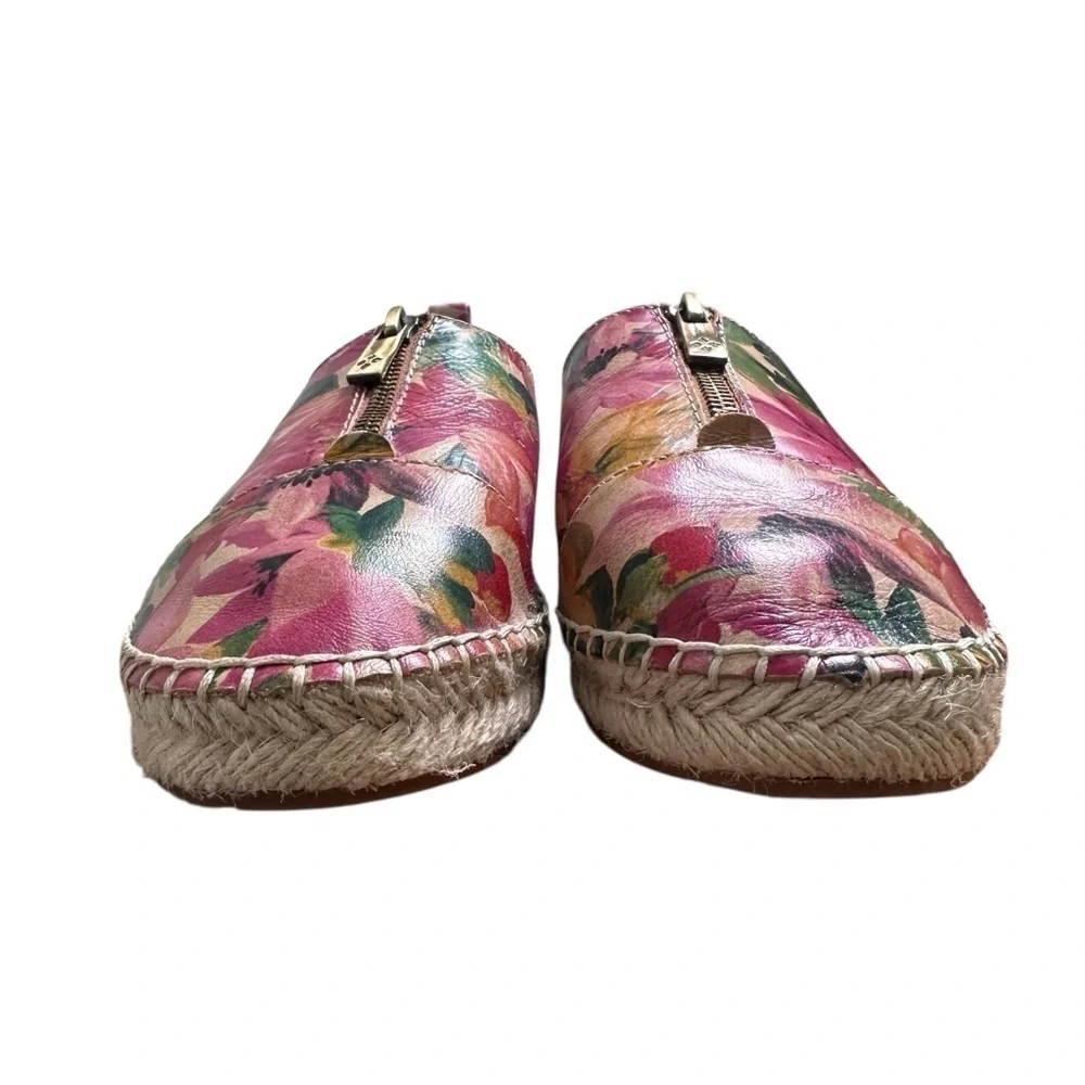 Patricia Nash Women’s 6 Eva Floral Leather Espadrille Zipper Slip-On Flat Shoe